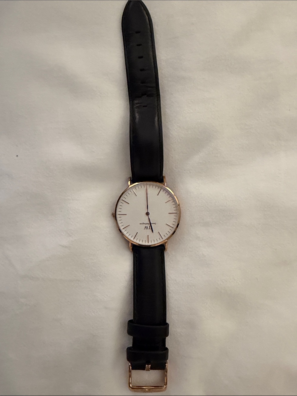 Daniel Wellington Black Leather Strap Watch with Rose Gold Case